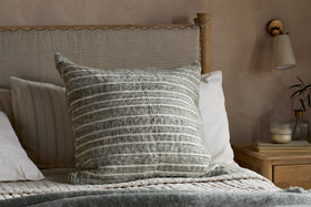 Tudo Merino Cushion Cover - Moss & Natural - 65 x 65cm