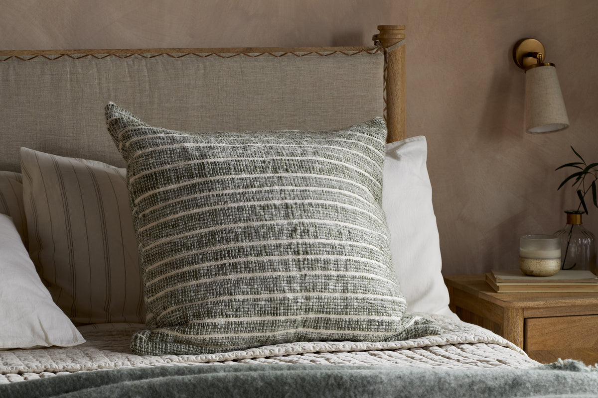 Tudo Merino Cushion Cover - Moss & Natural - 65 x 65cm