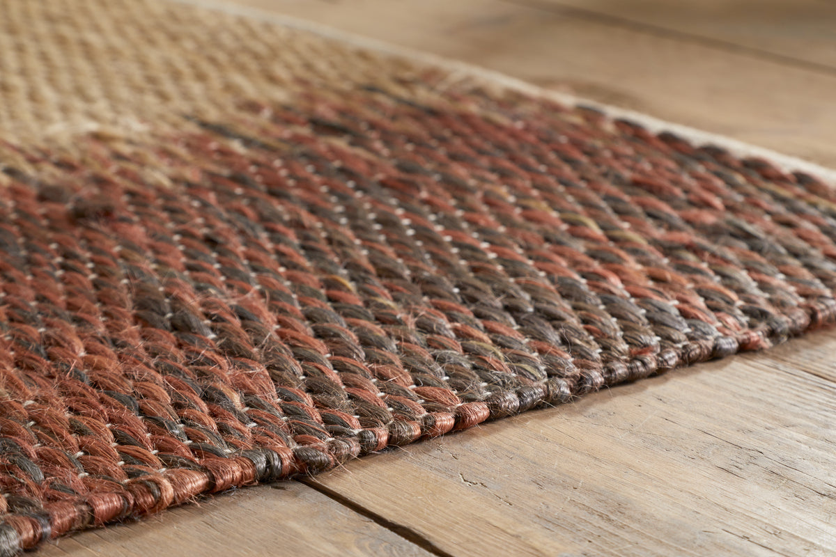 Kekere Jute & Cotton Rug - Natural & Rust - 150 x 240cm