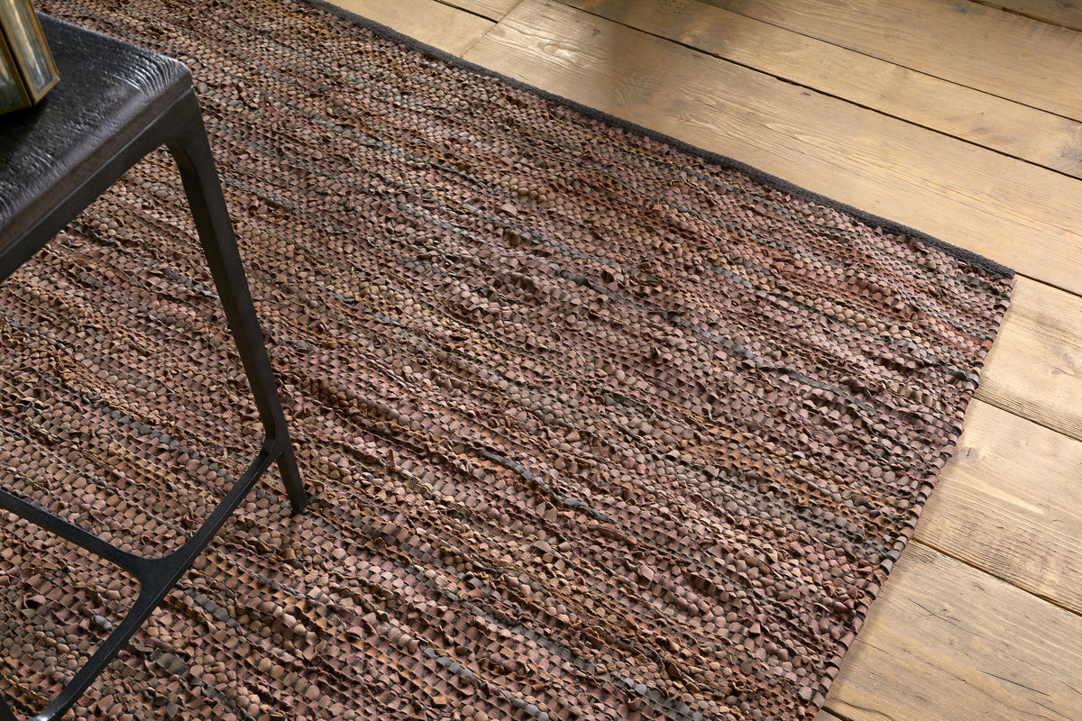 Ele Handwoven Recycled Leather Rug - Tan - 150 x 240cm