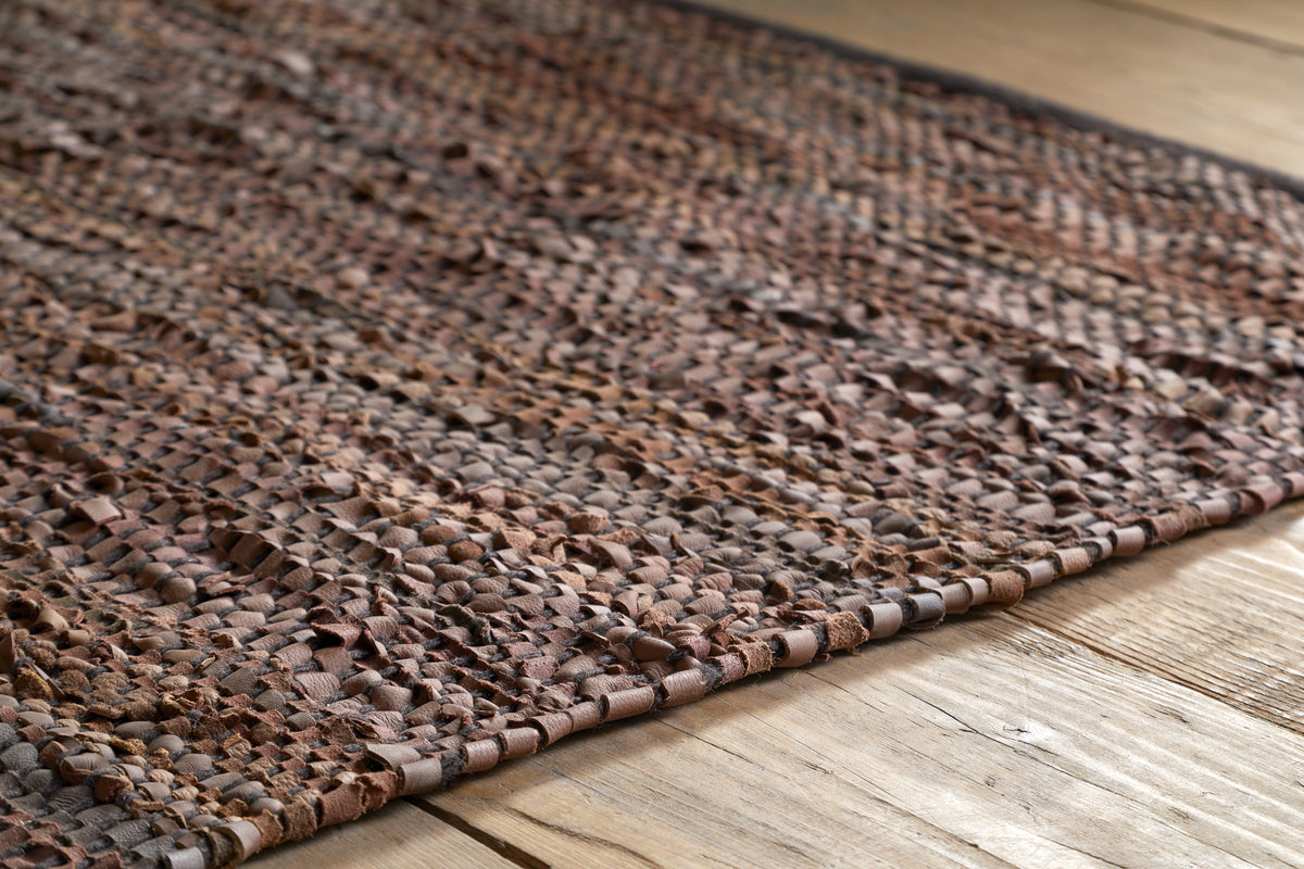 Ele Handwoven Recycled Leather Rug - Tan - 150 x 240cm