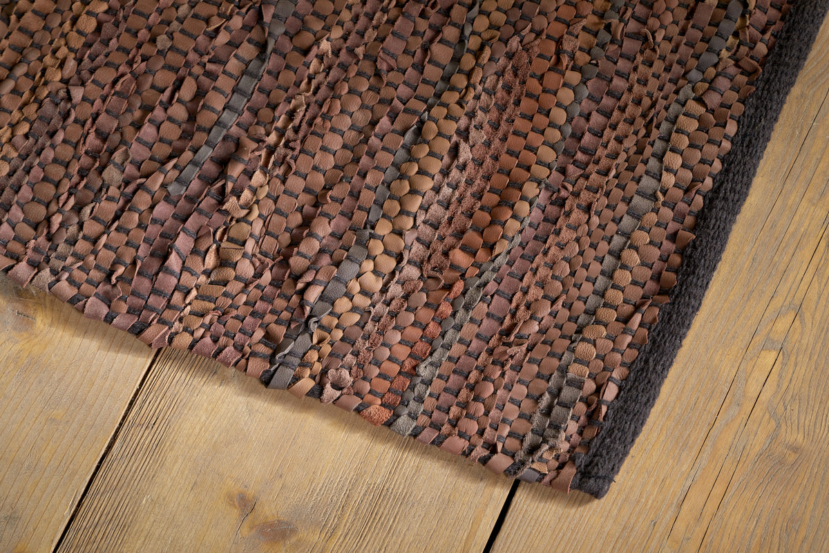Ele Handwoven Recycled Leather Rug - Tan - 150 x 240cm