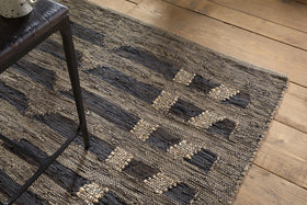 Nadiki Recycled Leather Rug - Black & Natural
