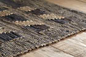Nadiki Recycled Leather Rug - Black & Natural