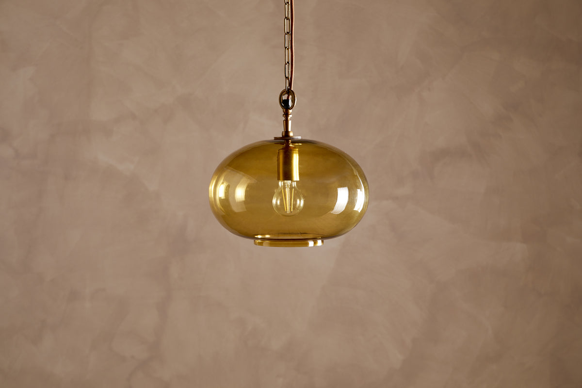 Otoro Recycled Glass Pendant - Honey - Small Round