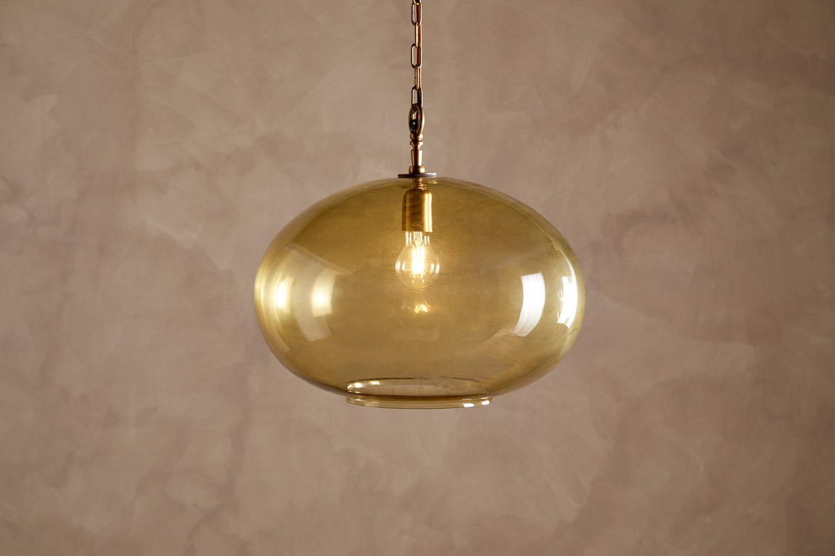 Otoro Recycled Glass Pendant - Honey - Large Round