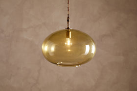 Otoro Recycled Glass Pendant - Honey - Large Round