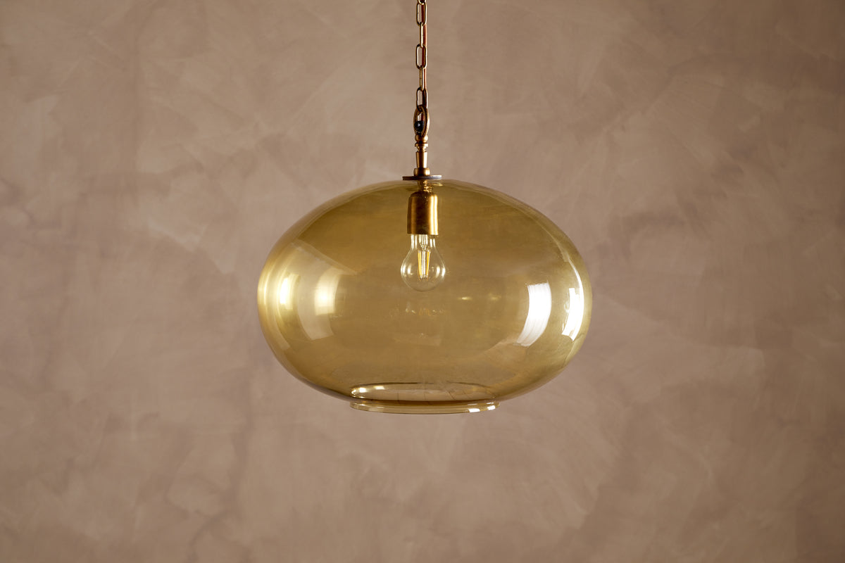 Otoro Recycled Glass Pendant - Honey - Large Round