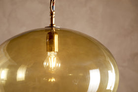 Otoro Recycled Glass Pendant - Honey - Large Round