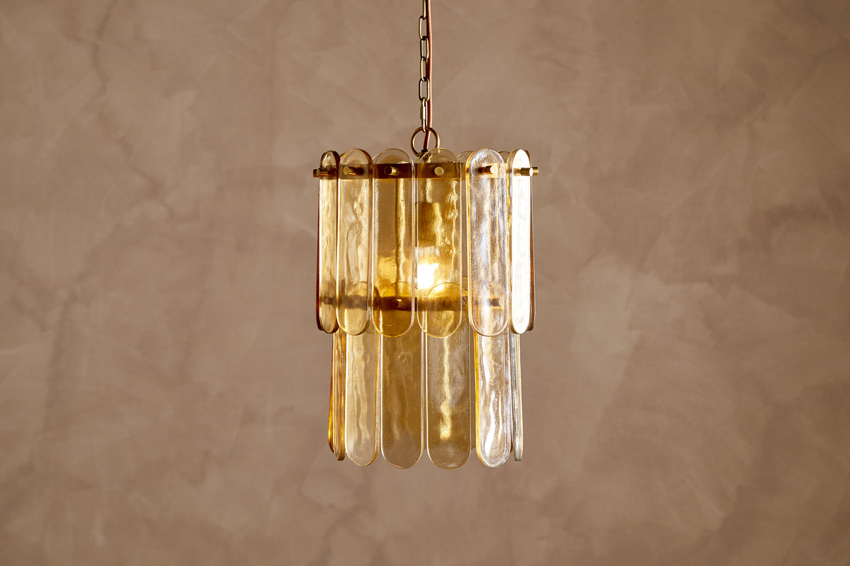Itan Recycled Glass Tiered Pendant - Amber