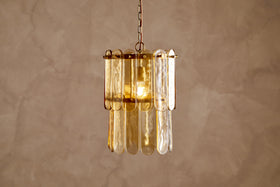 Itan Recycled Glass Tiered Pendant - Amber
