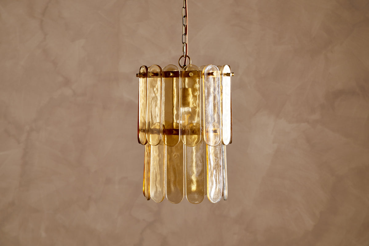 Itan Recycled Glass Tiered Pendant - Amber