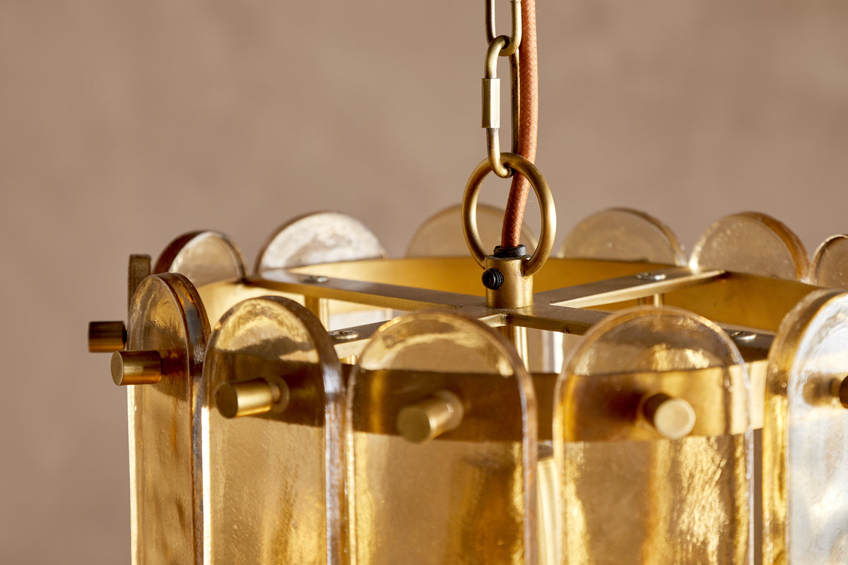 Itan Recycled Glass Tiered Pendant - Amber
