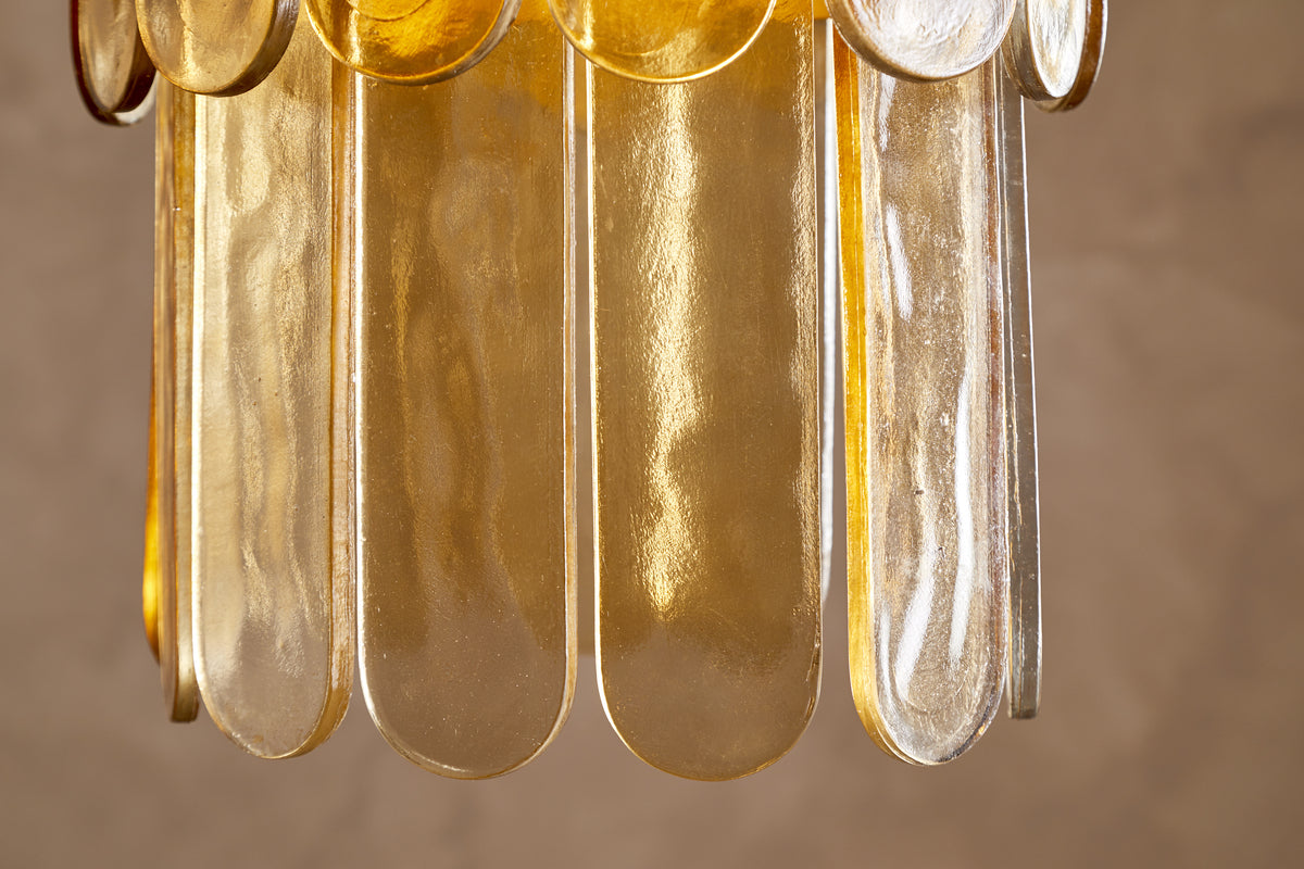 Itan Recycled Glass Tiered Pendant - Amber