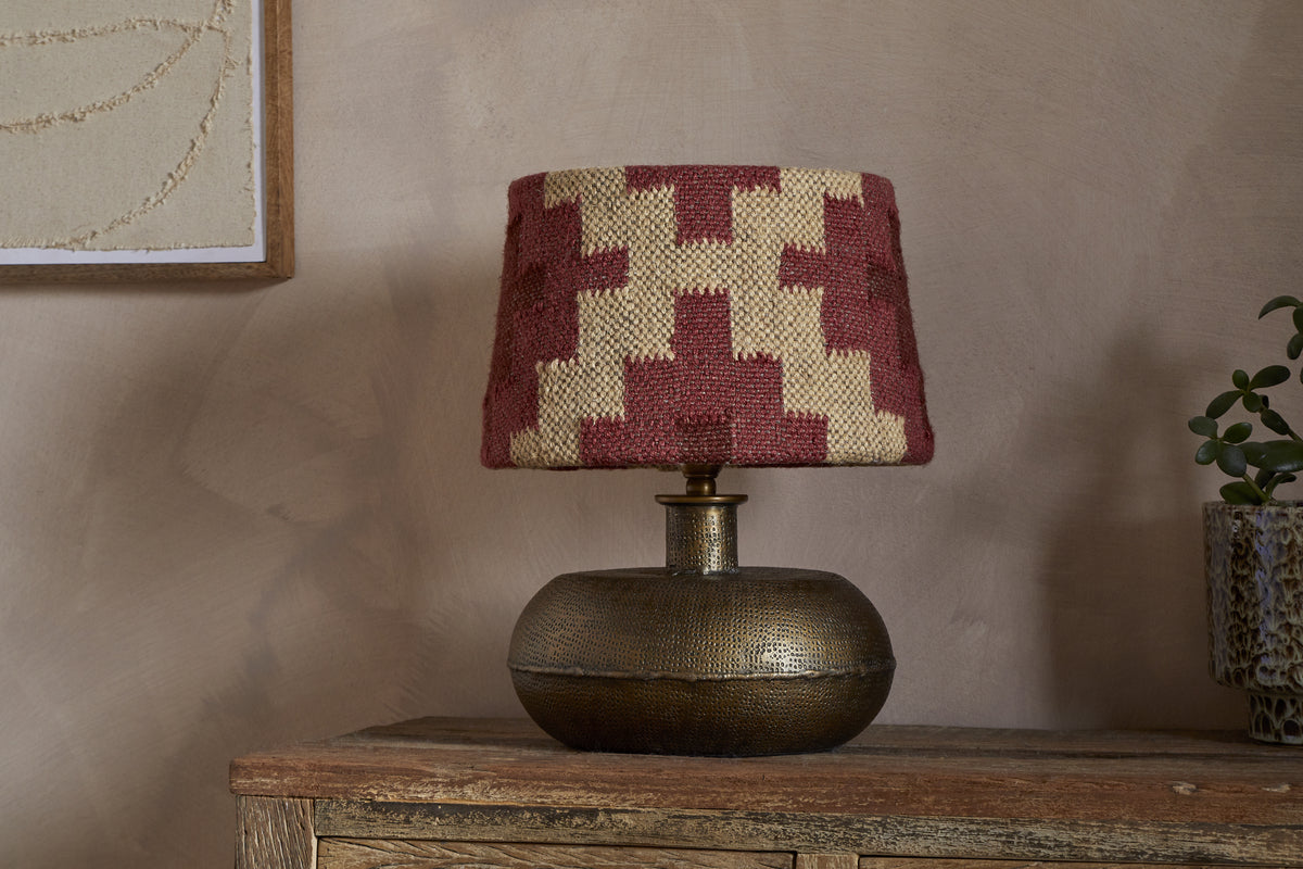 Kaadu Jute Kilim Lampshade - Rust & Natural - Medium