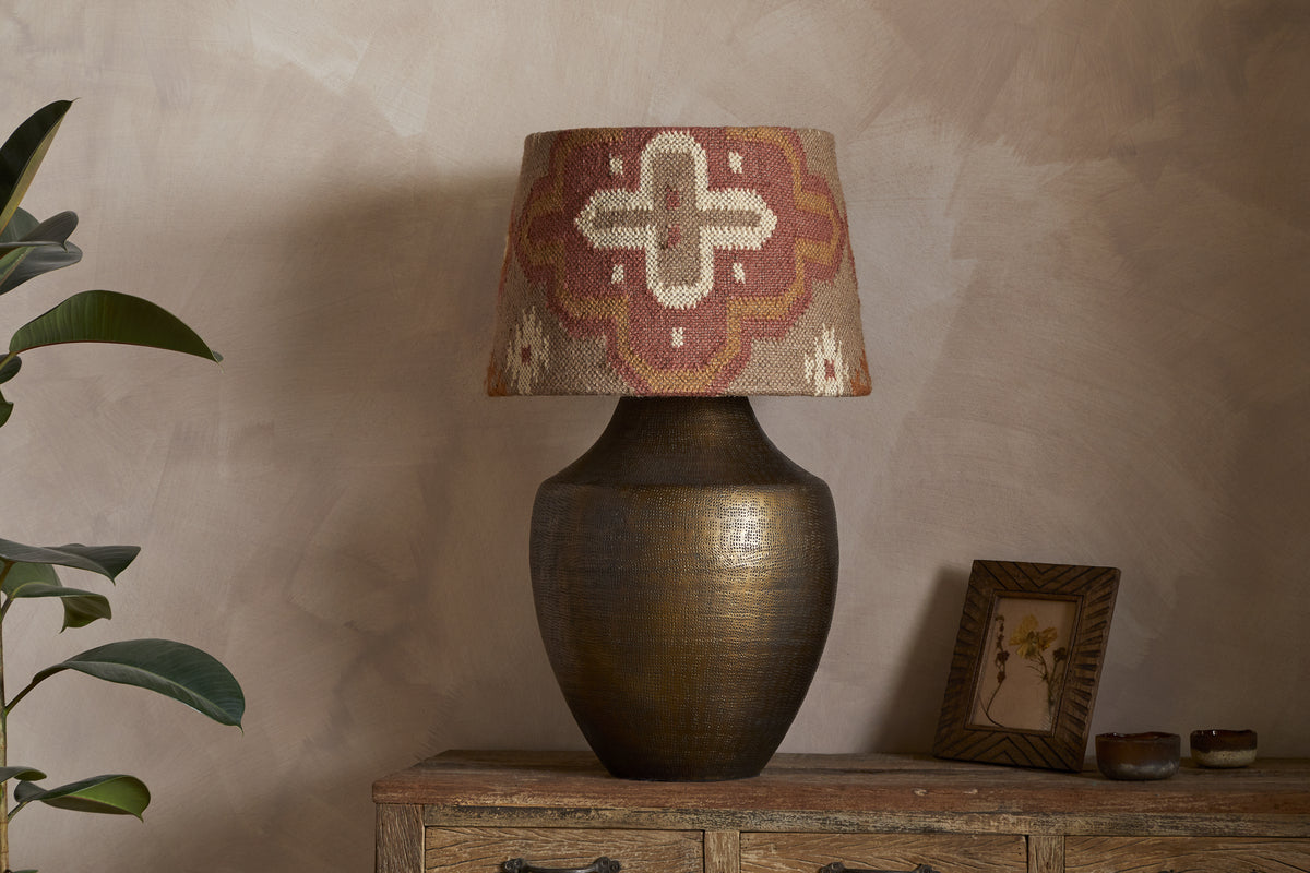 Yatra Jute Kilim Lampshade - Rust & Natural - Large