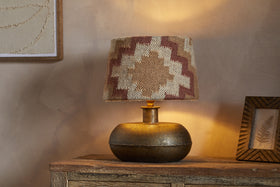 Shanto Jute Kilim Lampshade - Rust & Natural - Medium