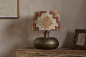 Shanto Jute Kilim Lampshade - Rust & Natural - Medium