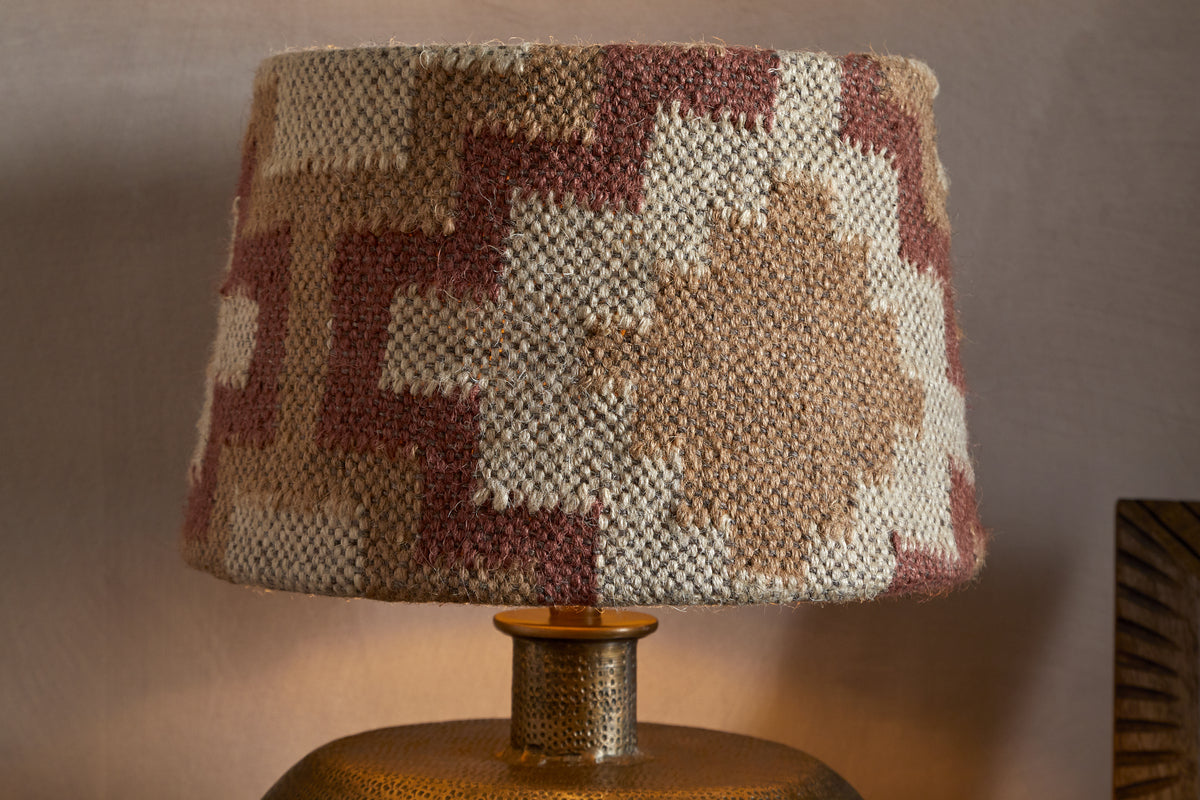 Shanto Jute Kilim Lampshade - Rust & Natural - Medium