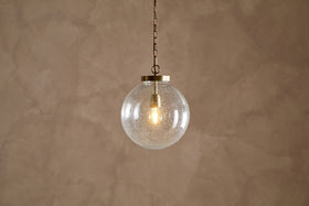 Jayeda Recycled Glass Ball Pendant - Clear