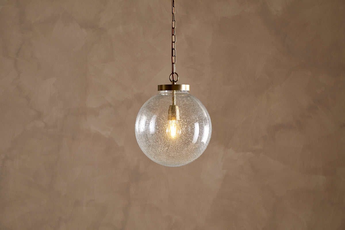 Jayeda Recycled Glass Ball Pendant - Clear