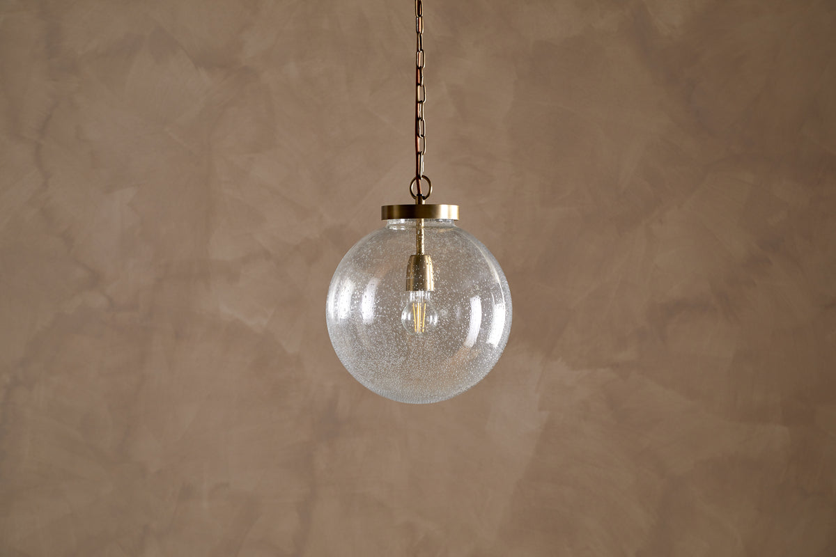 Jayeda Recycled Glass Ball Pendant - Clear