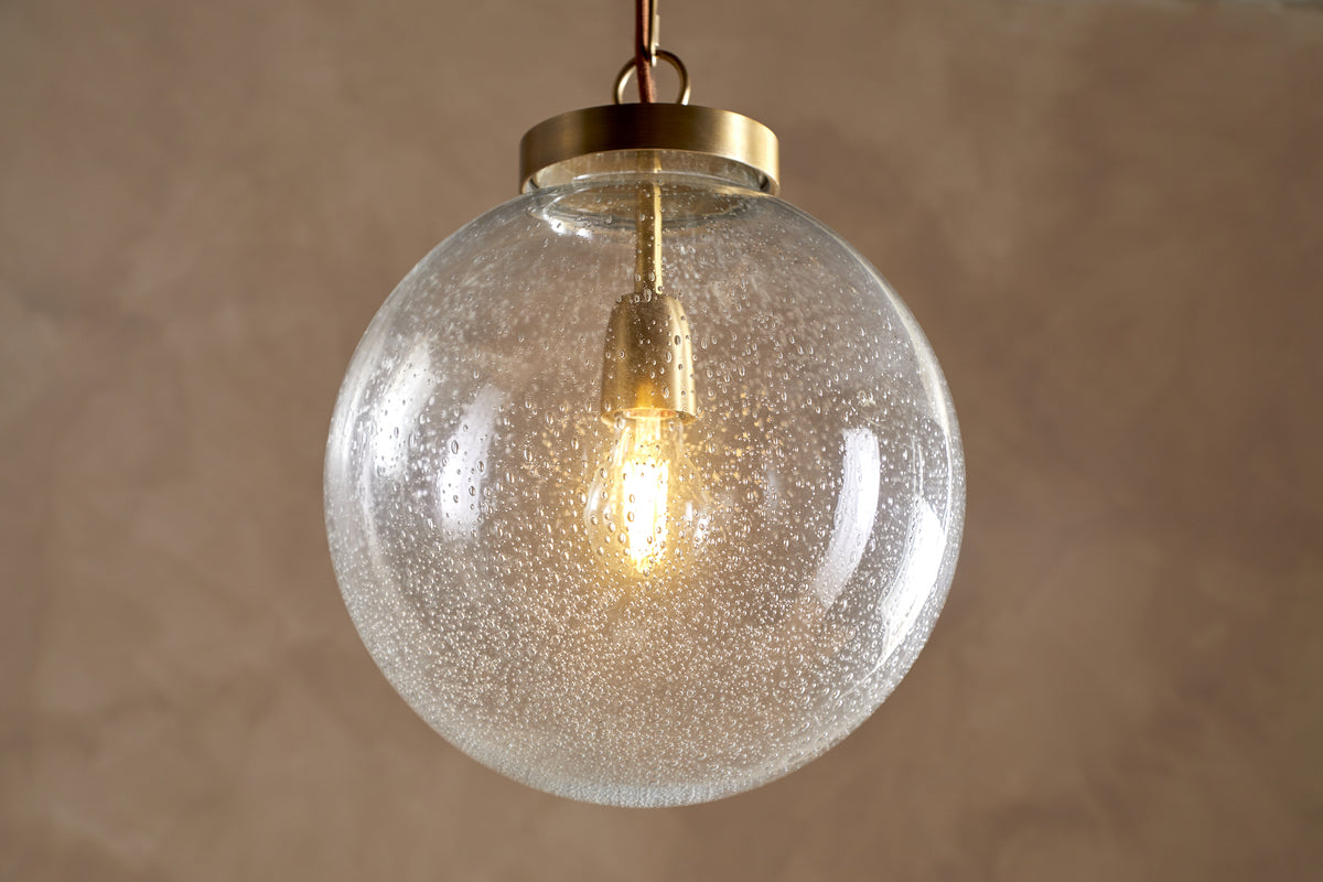 Jayeda Recycled Glass Ball Pendant - Clear