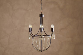 Naavia Rustic Iron & Crystal Chandelier - Rust
