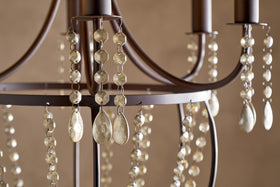 Naavia Rustic Iron & Crystal Chandelier - Rust