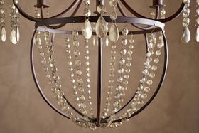Naavia Rustic Iron & Crystal Chandelier - Rust