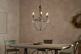 Naavia Rustic Iron & Crystal Chandelier - Rust