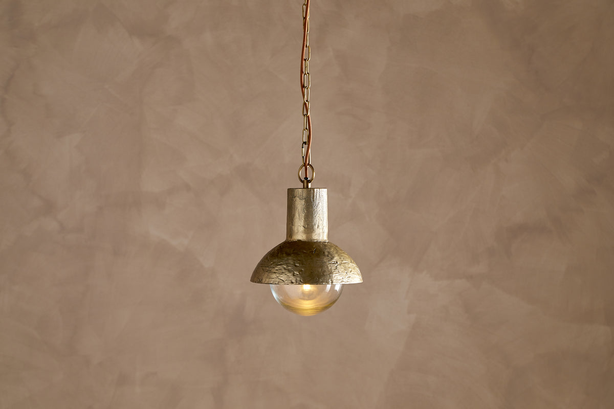 Sakti Brass & Recycled Glass Pendant - Clear