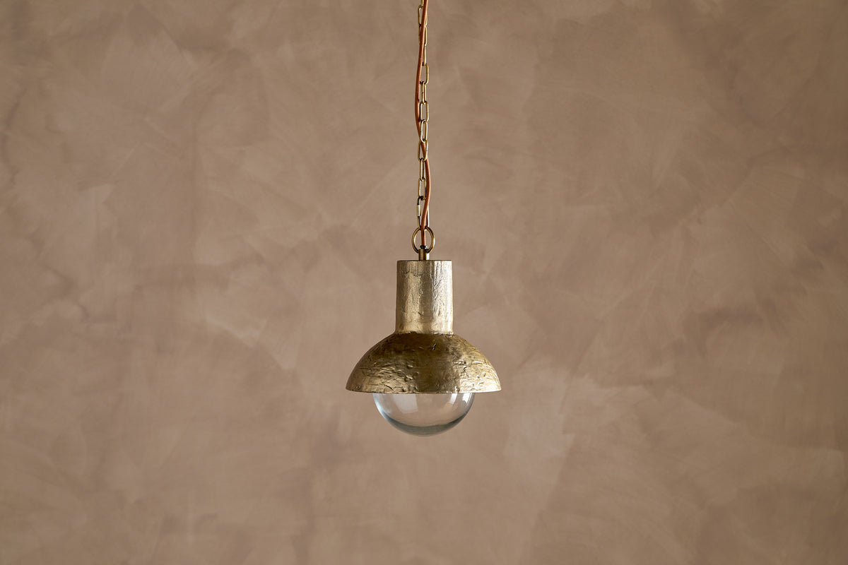 Sakti Brass & Recycled Glass Pendant - Clear