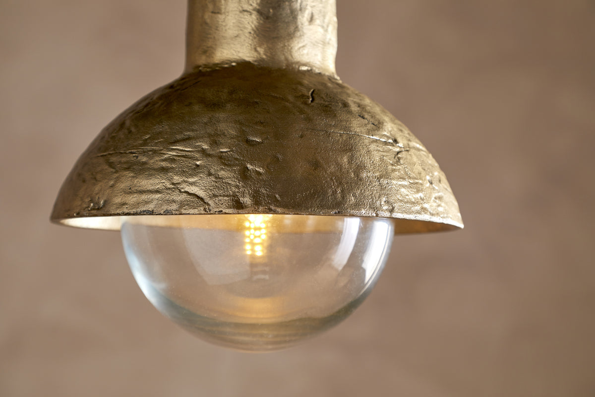 Sakti Brass & Recycled Glass Pendant - Clear