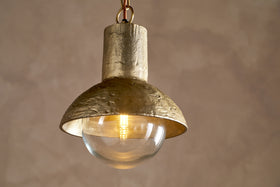 Sakti Brass & Recycled Glass Pendant - Clear