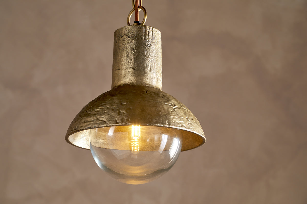 Sakti Brass & Recycled Glass Pendant - Clear