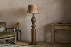 Naya Carved Wood Floor Lamp Base - Chocolate Brown
