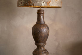 Naya Carved Wood Floor Lamp Base - Chocolate Brown