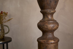 Naya Carved Wood Floor Lamp Base - Chocolate Brown