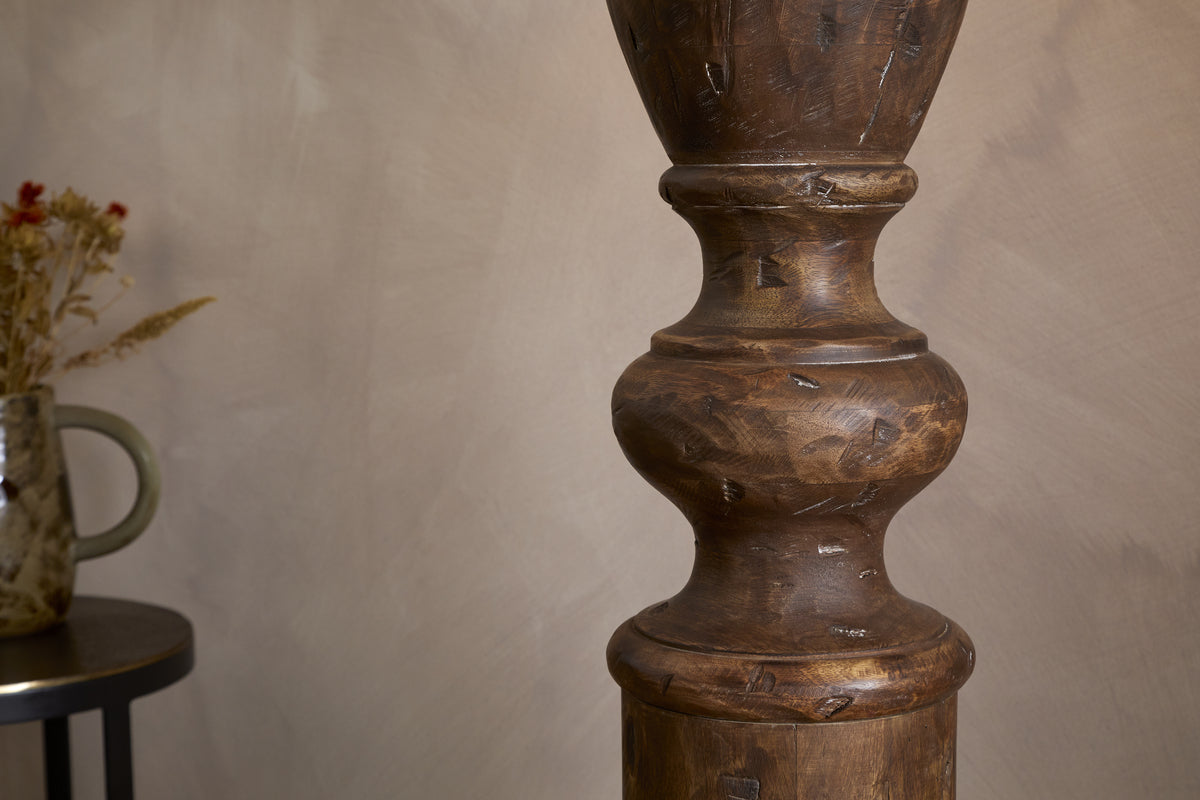 Naya Carved Wood Floor Lamp Base - Chocolate Brown