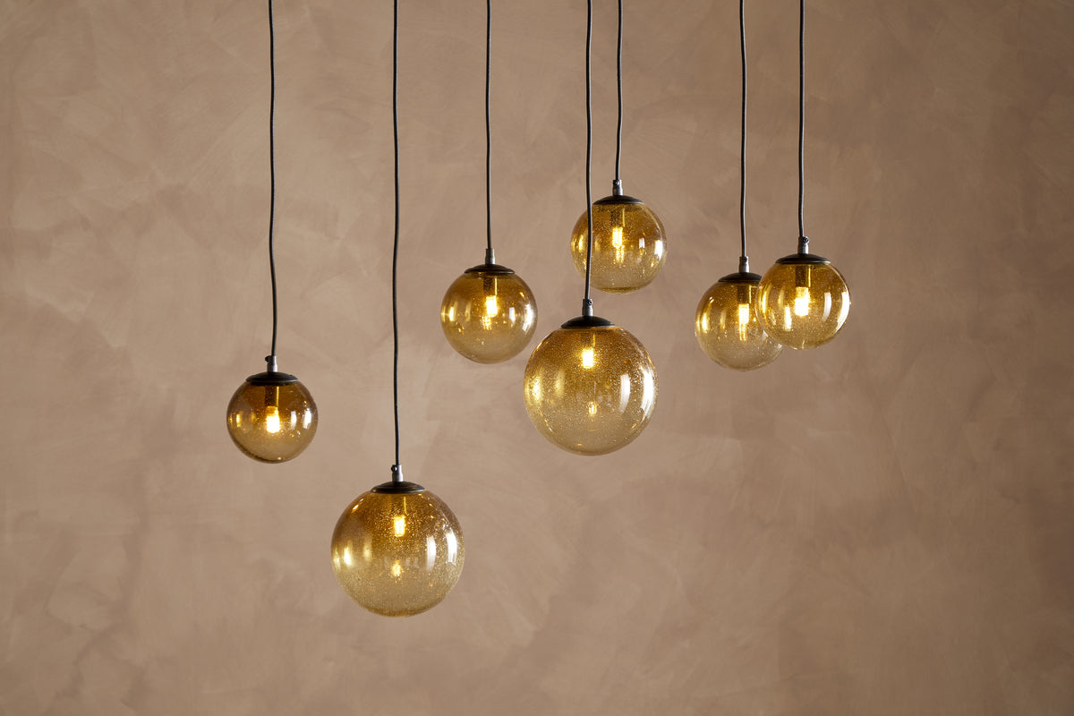 Jerami Recycled Glass Linear Statement Chandelier - Caramel