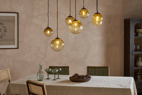 Jerami Recycled Glass Linear Statement Chandelier - Caramel