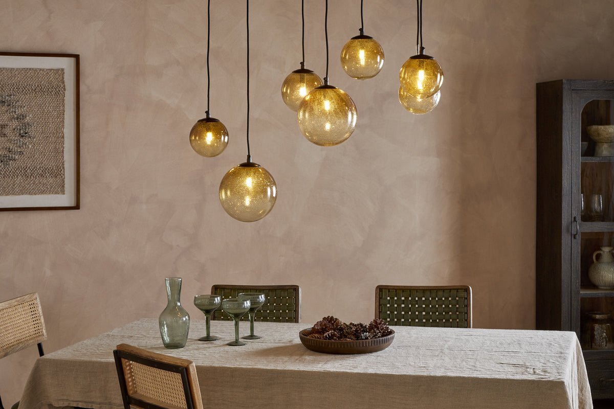 Jerami Recycled Glass Linear Statement Chandelier - Caramel