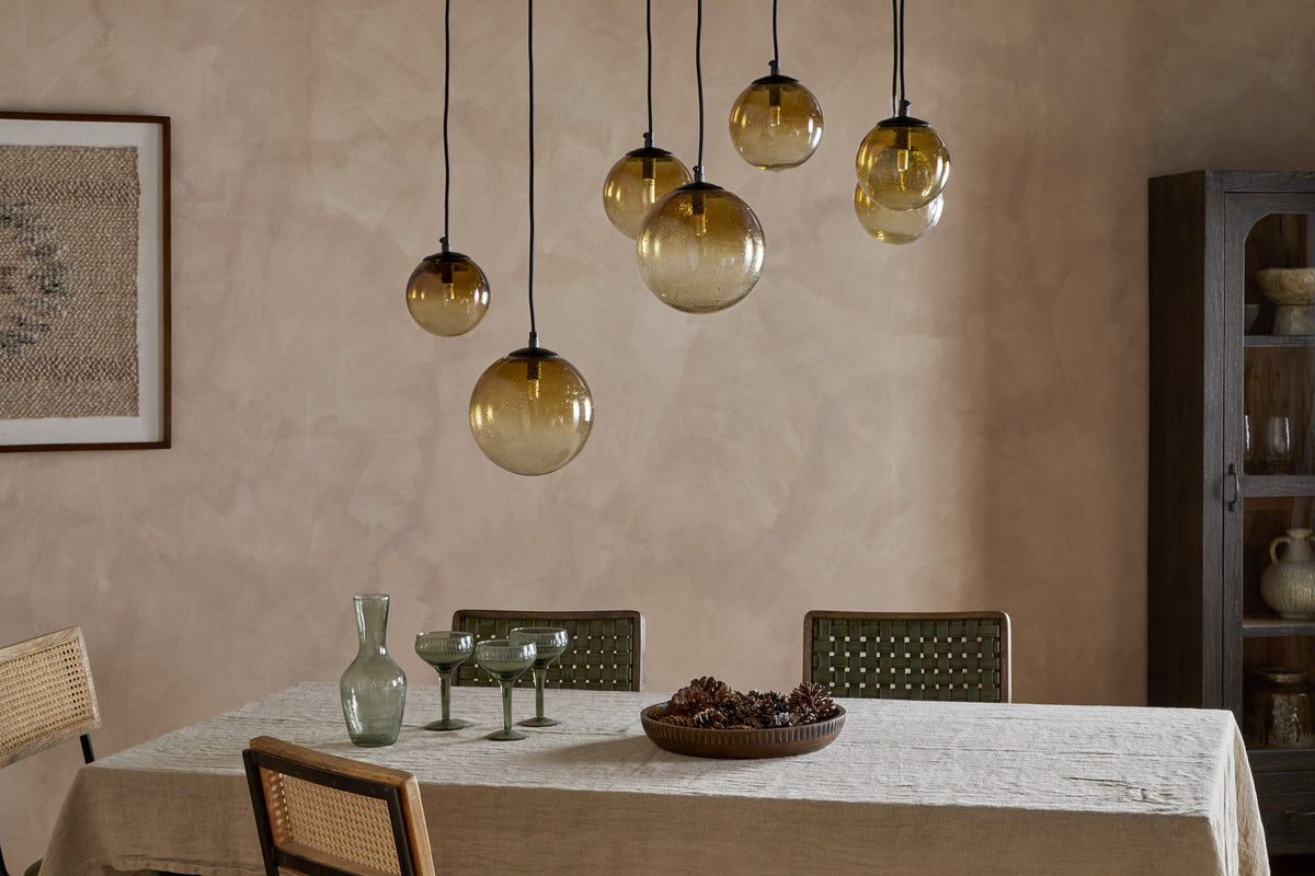 Jerami Recycled Glass Linear Statement Chandelier - Caramel