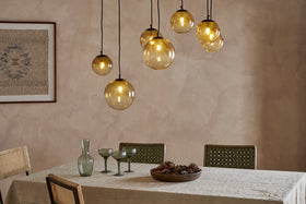 Jerami Recycled Glass Linear Statement Chandelier - Caramel