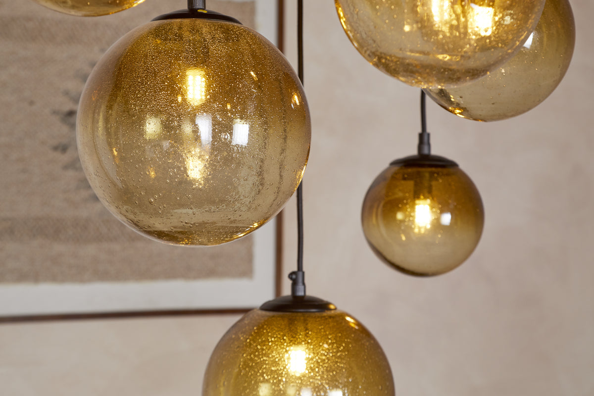 Jerami Recycled Glass Linear Statement Chandelier - Caramel