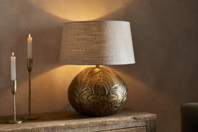 Purana Etched Table Lamp Base - Brass