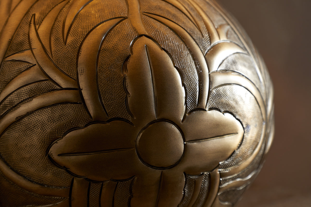 Purana Etched Table Lamp Base - Brass