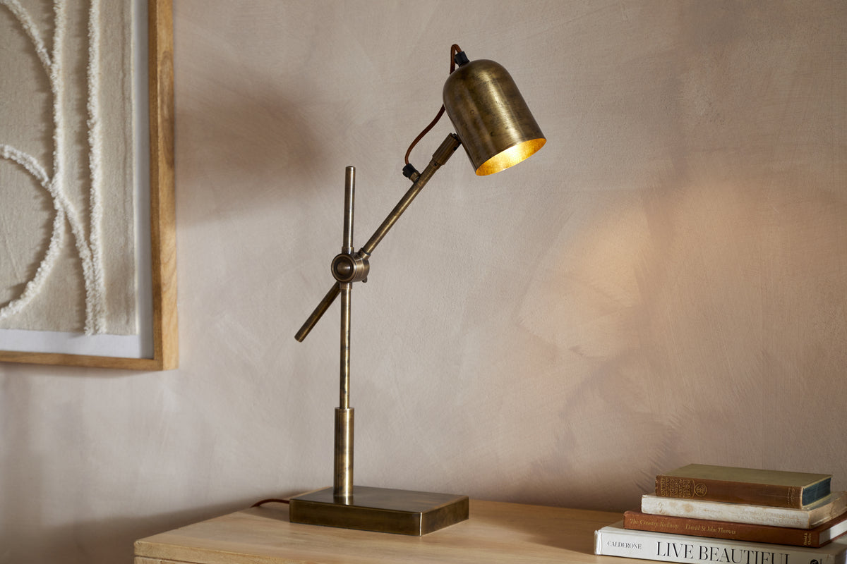 Thenkara Directional Desk Lamp - Antique Brass