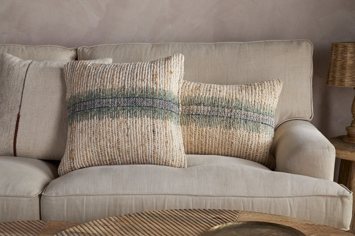 Zairya Jute & Cotton Cushion Cover - Sea Foam